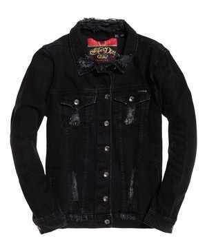 Superdry Longline Denim Női Kabát Fekete | GJLSV9485